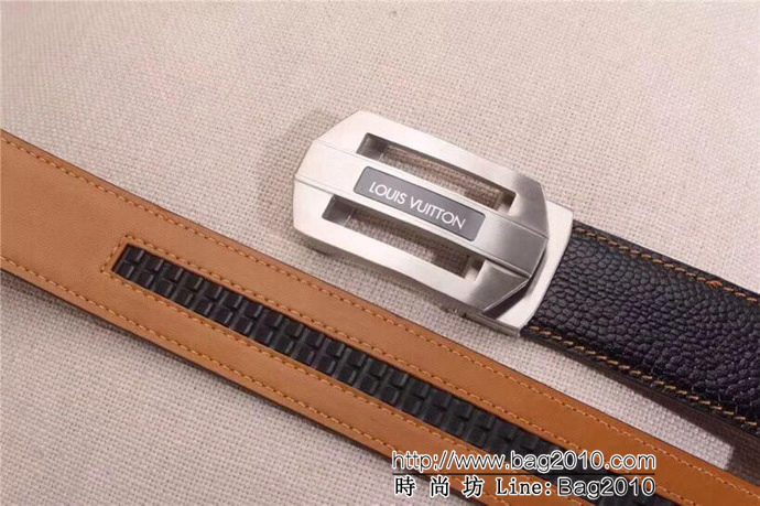 路易威登LV 雙面原版進口牛皮壓鴕鳥腳紋 316精鋼Z字母鋼自動扣 男士皮帶  xfp1227